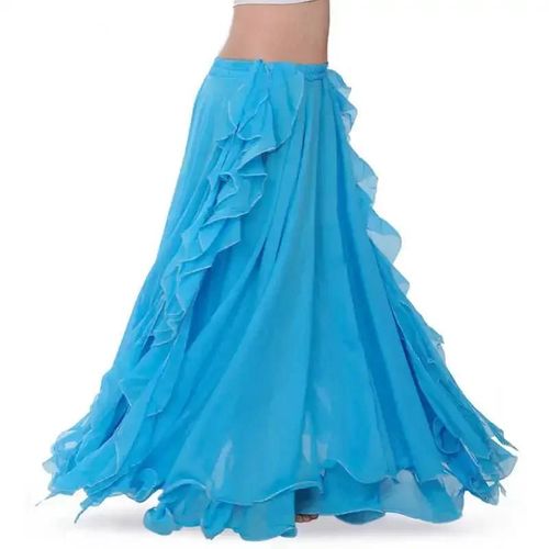 Jupe De Danse Du Ventre Bleu Royal Pour Femme,Financièrement,Double Fentes Hautes,Costume De Danse Du Ventre,Sans Ceinture