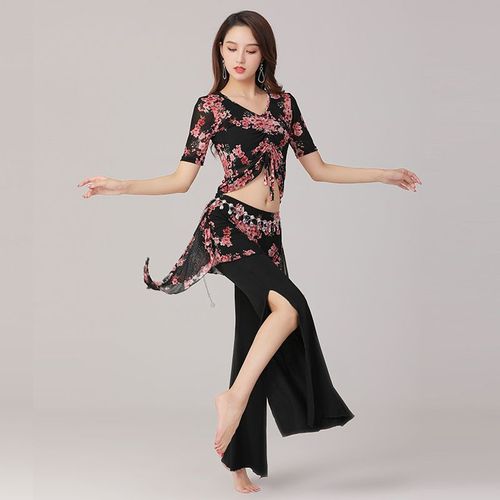 Fjset De Danse Du Ventre Longue Fendue Pour Femmes Adultes,Vêtements De Scène,Carnaval Imbibé,Pantalons Sexy,Costume De Danse Chinoise