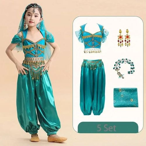 Ensemble De Danse Du Ventre Princesse Indienne Pour Enfants,Vêtements De Performance Pour Filles Sari,Vêtements De Scène Pour Enfants