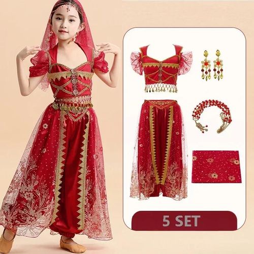 Ensemble De Danse Du Ventre Princesse Indienne Pour Enfants,Vêtements De Performance Pour Filles Sari,Vêtements De Scène Pour Enfants