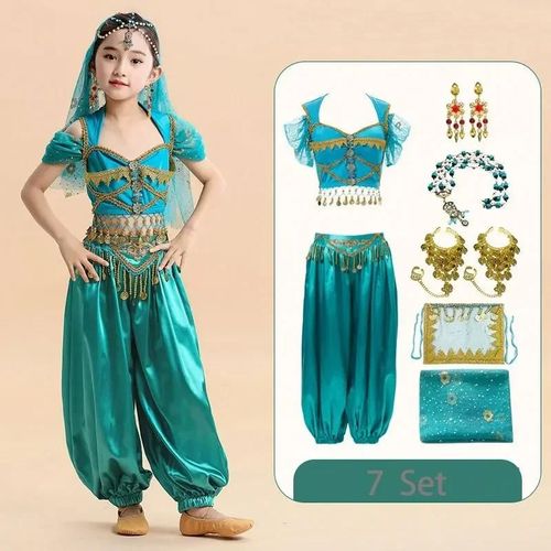 Ensemble De Danse Du Ventre Princesse Indienne Pour Enfants,Vêtements De Performance Pour Filles Sari,Vêtements De Scène Pour Enfants