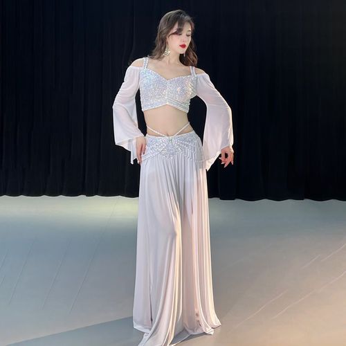 Costume De Danse Du Ventre Pour Adulte,Tenue De Classe De Danse Financière,Haut Et Jupe Trempés,Performance Du Ventre,Pratique,Automne Et Hiver