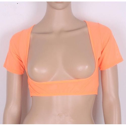 Buste Ouvert En Maille Pour Femmes,Haut Court À Manches Courtes,Sous-Vêtements Sexy,Costume De Batterie De Danse Du Ventre,Document Solide
