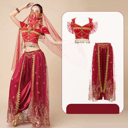 Costume De Brevdu Ventre De Princesse Jasmine Gelaladdin Pour Femme,Ensemble De Performance De Danseuse De La Région De L'ouest,Pour Halloween