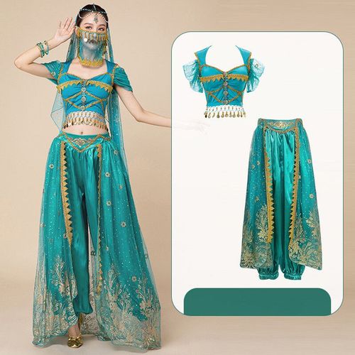 Costume De Brevdu Ventre De Princesse Jasmine Gelaladdin Pour Femme,Ensemble De Performance De Danseuse De La Région De L'ouest,Pour Halloween