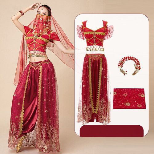 Costume De Brevdu Ventre De Princesse Jasmine Gelaladdin Pour Femme,Ensemble De Performance De Danseuse De La Région De L'ouest,Pour Halloween