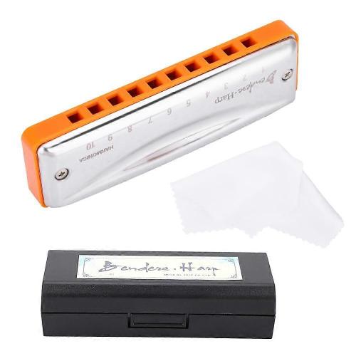 Kongsheng Benders Harpe 10 Trous 20 Tons Blues Harmonica Débutant Dans La Tonalité De Do (Orange)