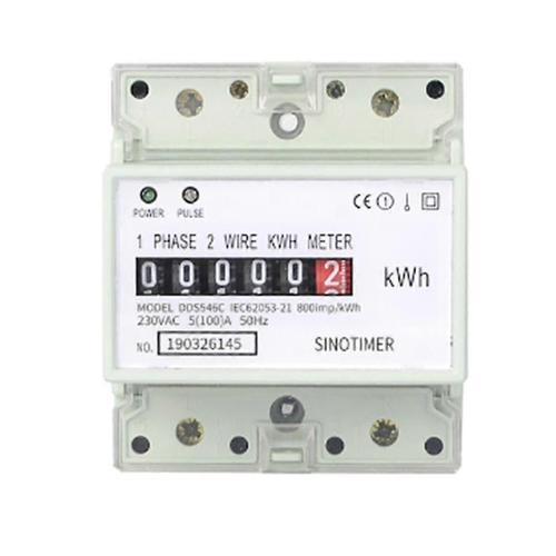 Compteur d¿énergie électrique monophasé à deux fils AC 220V 100A KWh Compteur de consommation analogique d¿électricité Wattmètre (A)