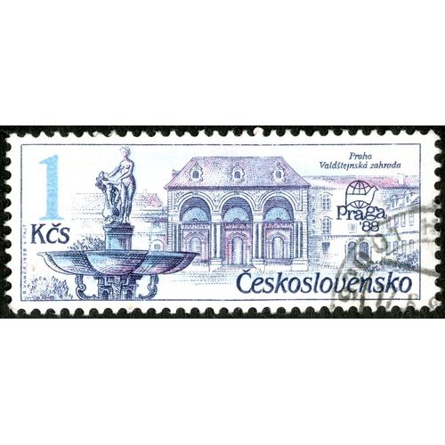 Timbre Oblitéré Ceskoslovensko, Praha, Valdstejnska Zahrada, Praga'88, 1 Kcs