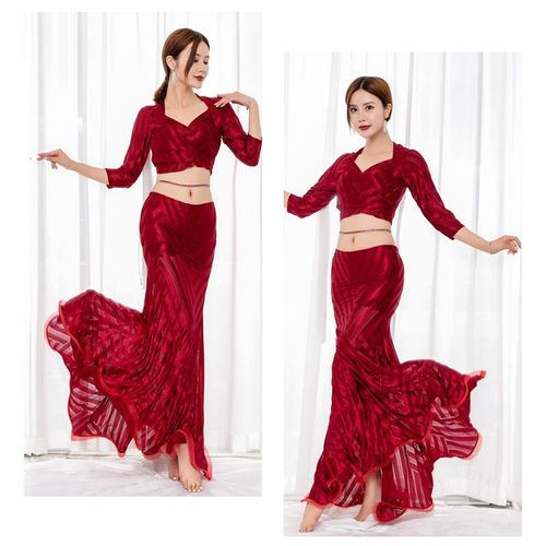 Costume De Brevdu Ventre Pour Femme,Ensemble De 2 Pièces,Vêtements D'entraînement Sexy,Jupe En Queue De Poisson