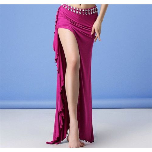 Jupe Longue Sexy Pour Femmes,Vêtement De Danse Du Ventre,Fente Latérale,Style Oriental,Grande Taille,Noir