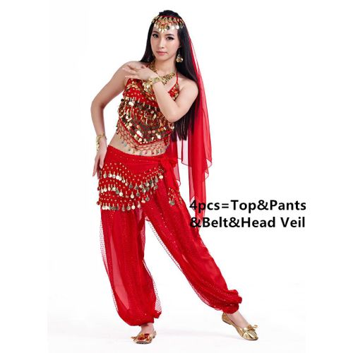 Costumes De Danse Du Ventre Pour Femmes,Pantalon Bollywood,Robe De Danse Du Ventre Indienne Et Égyptienne,Grande Taille Pour Adultes,4 Pièces