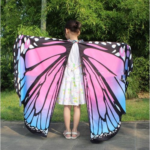 Ailes De Papillon Arc-En-Ciel Pour Filles,Accessoire De Costume,Tissu Satiné,Châle Nickel É,Nymphe,Lutin,Monarque