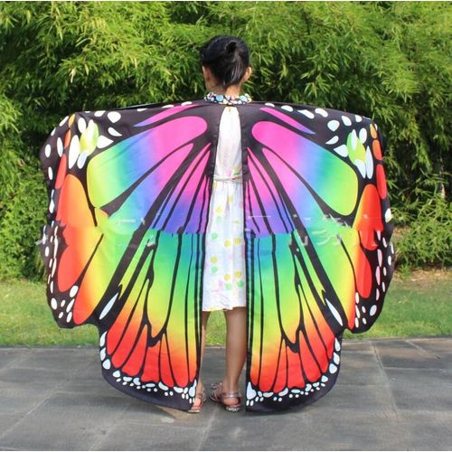 Ailes De Papillon Arc-En-Ciel Pour Filles,Accessoire De Costume,Tissu Satiné,Châle Nickel É,Nymphe,Lutin,Monarque