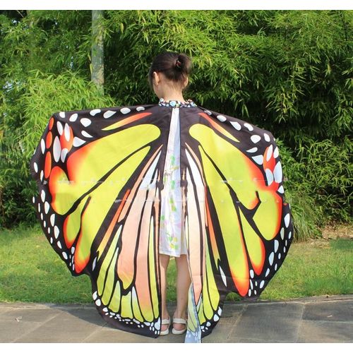 Ailes De Papillon Arc-En-Ciel Pour Filles,Accessoire De Costume,Tissu Satiné,Châle Nickel É,Nymphe,Lutin,Monarque
