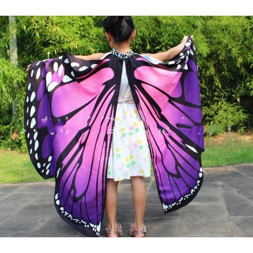 Ailes De Papillon Arc-En-Ciel Pour Filles,Accessoire De Costume,Tissu Satiné,Châle Nickel É,Nymphe,Lutin,Monarque