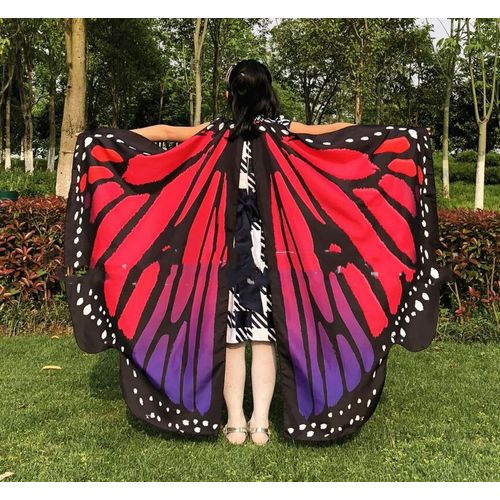 Ailes De Papillon Arc-En-Ciel Pour Filles,Accessoire De Costume,Tissu Satiné,Châle Nickel É,Nymphe,Lutin,Monarque