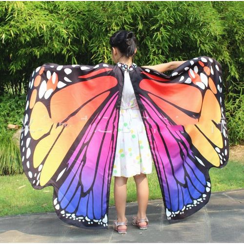 Ailes De Papillon Arc-En-Ciel Pour Filles,Accessoire De Costume,Tissu Satiné,Châle Nickel É,Nymphe,Lutin,Monarque