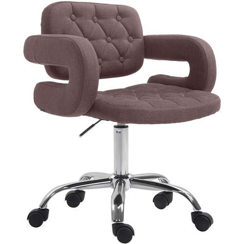 Tabouret De Travail Réglable Pivotant En Tissu Marron