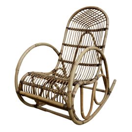 Fauteuil À Bascule Ancien En Rotin Marron Naturel 106 X 58 X 100 Cm