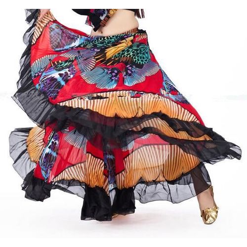 Jupe Gitane Imprimée De Fleurs Résistantes,Vêtements Tribaux,Costume De Danse Du Ventre,Vêtements De Flamenco,,720