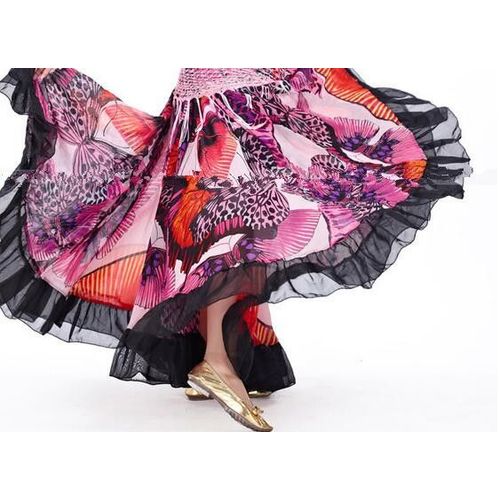 Jupe Gitane Imprimée De Fleurs Résistantes,Vêtements Tribaux,Costume De Danse Du Ventre,Vêtements De Flamenco,,720
