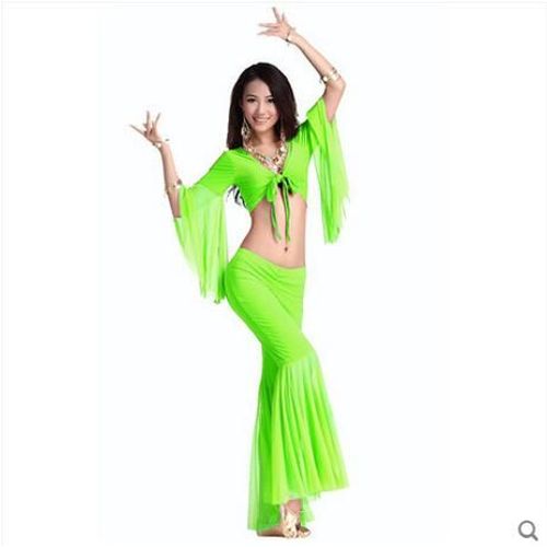 Salle De Bain T-Vets! Ensemble De Danse Du Ventre À Manches Haut-Parleur En Maille Pour Femme,Haut Et Pantalon À Cinq Points,Costume De Danse Du Ventre,12 Couleurs,M Et L,2 Pièces