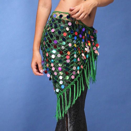 Ceinture En Forme De Triangle,Crochet À La Main,Paillettes,Accessoires De Danse Du Ventre,Écharpe De Hanche,Pièce De Monnaie,Bon Marché