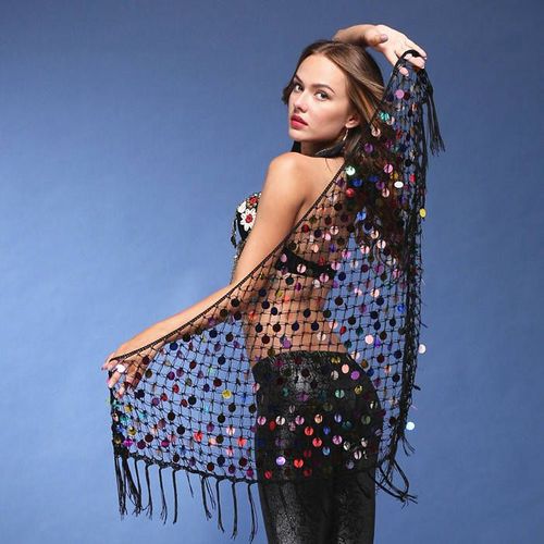 Ceinture En Forme De Triangle,Crochet À La Main,Paillettes,Accessoires De Danse Du Ventre,Écharpe De Hanche,Pièce De Monnaie,Bon Marché
