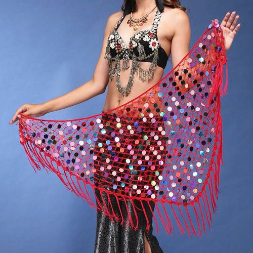 Ceinture En Forme De Triangle,Crochet À La Main,Paillettes,Accessoires De Danse Du Ventre,Écharpe De Hanche,Pièce De Monnaie,Bon Marché