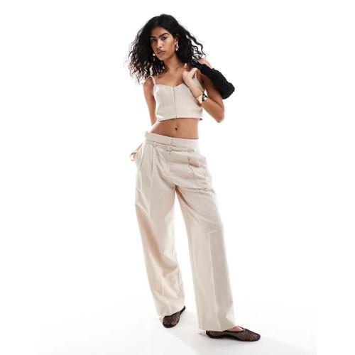 Pantalon D'ensemble En Lin Mélangé -¿Beige Clair-Neutral -