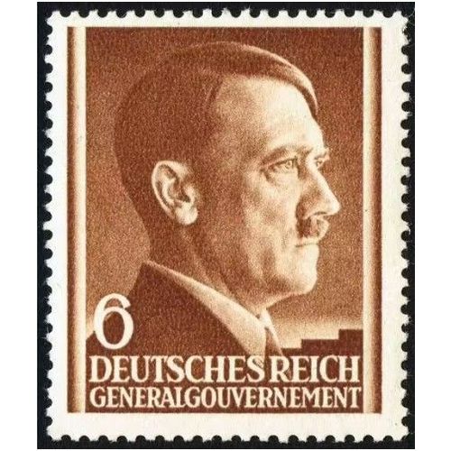 Pologne, Occupation Allemande, General Gouvernement 1941, Très Beau Timbre Neuf** Luxe Yvert 83, Portrait Chancelier Hitler 6gr. Brun.