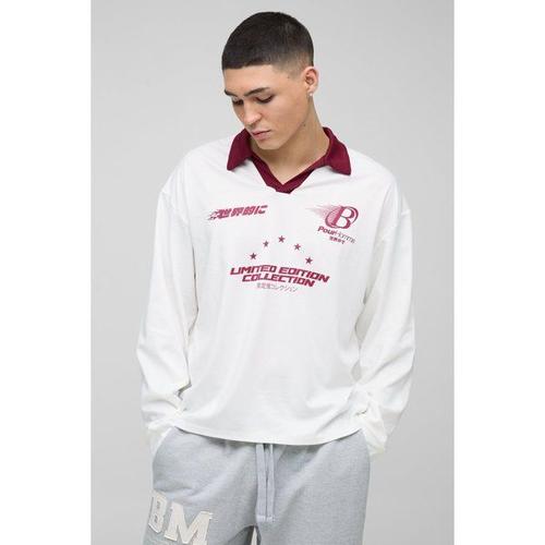 Polo De Rugby Oversize À Manches Longues Homme - Ecru - Xs, Ecru