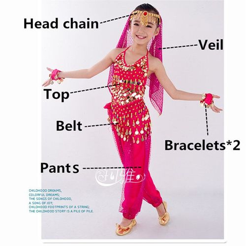 Costumes De Danse Du Ventre Pour Enfants,Ensemble De Danse Du Ventre Pour Filles,Vêtements De Danse Du Ventre Pour Enfants,6 Couleurs Indiennes,Financièrement