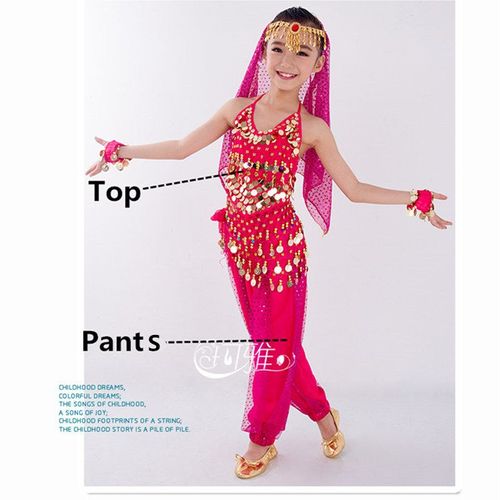 Costumes De Danse Du Ventre Pour Enfants,Ensemble De Danse Du Ventre Pour Filles,Vêtements De Danse Du Ventre Pour Enfants,6 Couleurs Indiennes,Financièrement