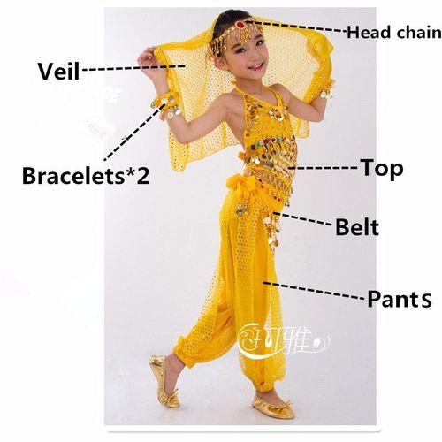 Costumes De Danse Du Ventre Pour Enfants,Ensemble De Danse Du Ventre Pour Filles,Vêtements De Danse Du Ventre Pour Enfants,6 Couleurs Indiennes,Financièrement