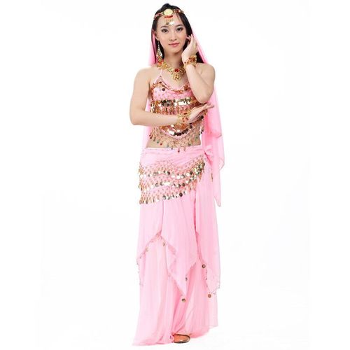 Ensemble De Olympiques Indiens Pour Femmes,Voile De Danse Du Ventre,Haut,Pièces De Monnaie,Écharpe De Hanche,Jupe,4 Pièces