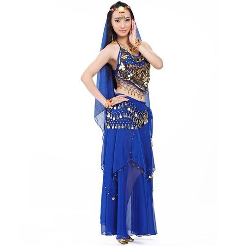 Ensemble De Olympiques Indiens Pour Femmes,Voile De Danse Du Ventre,Haut,Pièces De Monnaie,Écharpe De Hanche,Jupe,4 Pièces