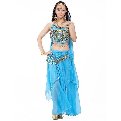 Ensemble De Olympiques Indiens Pour Femmes,Voile De Danse Du Ventre,Haut,Pièces De Monnaie,Écharpe De Hanche,Jupe,4 Pièces