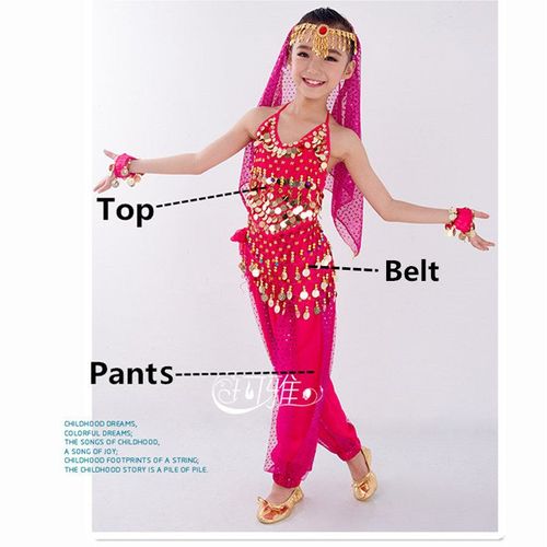 Costumes De Danse Du Ventre Pour Enfants,Ensemble De Danse Du Ventre Pour Filles,Vêtements De Danse Du Ventre Pour Enfants,6 Couleurs Indiennes,Financièrement