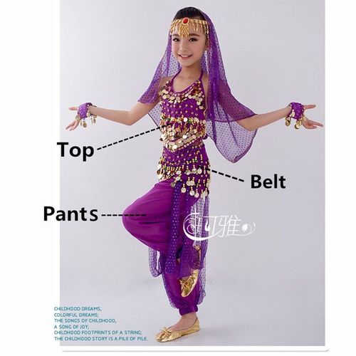 Costumes De Danse Du Ventre Pour Enfants,Ensemble De Danse Du Ventre Pour Filles,Vêtements De Danse Du Ventre Pour Enfants,6 Couleurs Indiennes,Financièrement