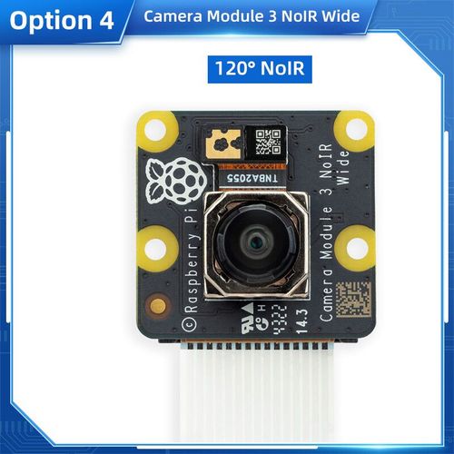 Caméra Raspberry Pi Tech 3 IMX708 Autofocus 75 °/120 ° FOV 402 Détaillé en Option Version Noire pour Pi 4B 3B + 3B - Type 120-NoIR