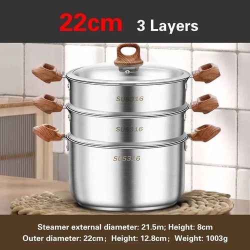 Marmite à vapeur épaissie en acier inoxydable 316 de qualité alimentaire,cuisson à la vapeur,cuisinière à induction à gaz domestique,marmite à soupe spéciale,conduction