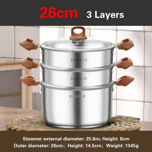 Marmite à vapeur épaissie en acier inoxydable 316 de qualité alimentaire,cuisson à la vapeur,cuisinière à induction à gaz domestique,marmite à soupe spéciale,conduction