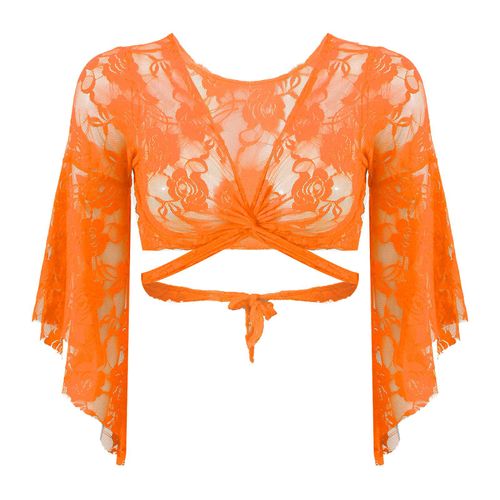 Iiniim-Cardigan De Danse Du Ventre À Manches Longues Évasées Pour Femmes,Haut En Dentelle Papillon,Haussement D'épaules Aqcover Up,Enveloppes Pour Cours De Danse Du Ventre