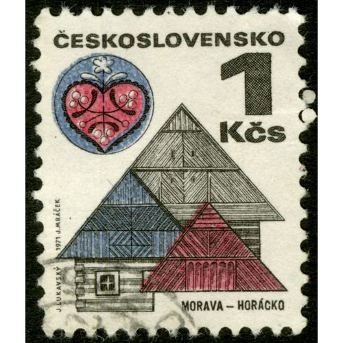 Timbre Oblitéré Ceskoslovensko, Morava-Horacko, 1 Kcs, 1971