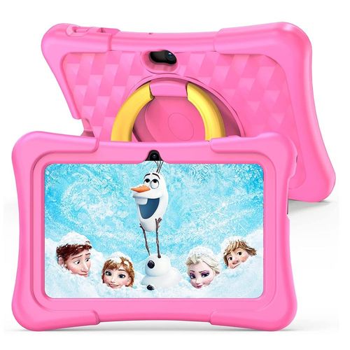 Tablette Enfant 7 Pouces Android 13 Antichoc Multilingue Avec Contrôle Parental + SD 128Go Rose YONIS