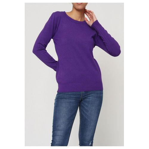 Pull Col Rond Violet Femme