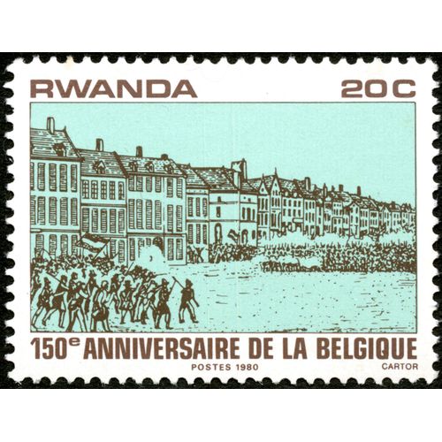 Timbre Rwanda,20 C, 150e Anniversaire De La Belgique, Postes 1980