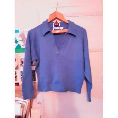 Pull Col V Bleu Clair 36 S Zara.